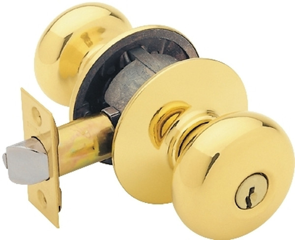 Schlage Plymouth Series F51A PLY605KA4 Keyed Entry Knob, Brass/Zinc, Brass [SKU: ORG6586176]