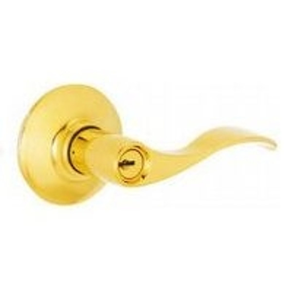 Schlage Accent Series F51A ACC 505 Entry Lever Lockset, Brass, Brass [SKU: ORG0236273]