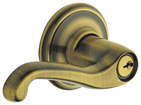 Schlage Flair Series F51A FLA 609 Entry Lever Lockset, Brass, Antique Brass [SKU: ORG2892438]