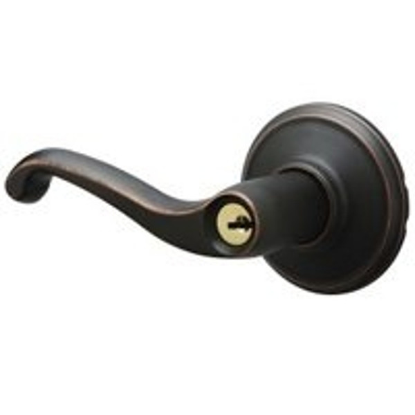 Schlage Flair Series F51A V FLA 716 Entry Lever Lockset, Solid Brass, Aged Bronze [SKU: ORG4977435]