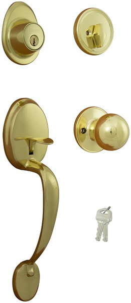 ProSource Handleset, 3 Grade, Keyed Key, Brass, Polished Brass, 2-3/8 x 2-3/4 in Backset, KW1 Keyway [SKU: ORG7001142]