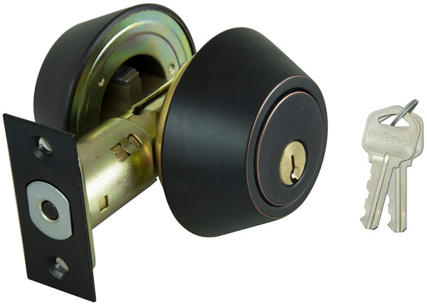 ProSource Deadbolt, 3 Grade, Aged Bronze, 2-3/8 to 2-3/4 in Backset, KW1 Keyway [SKU: ORG7001134]