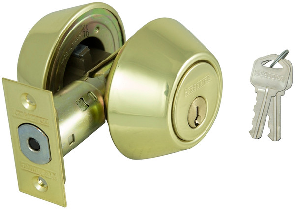 ProSource Deadbolt, 3 Grade, Polished Brass, 2-3/8 to 2-3/4 in Backset, KW1 Keyway [SKU: ORG7001092]