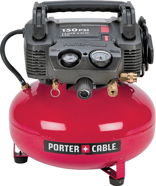 PORTER-CABLE C2002 Air Compressor, 6 gal Tank, 0.8 hp, 120 V, 120 to 150 psi Pressure, 1-Stage, 2.6 to 3.5 scfm Air [SKU: ORG2906048]