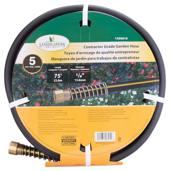 Landscapers Select GH-585093L Garden Hose, 75 ft L, Female x Male, PVC/Rubber, Black/Yellow [SKU: ORG1430610]