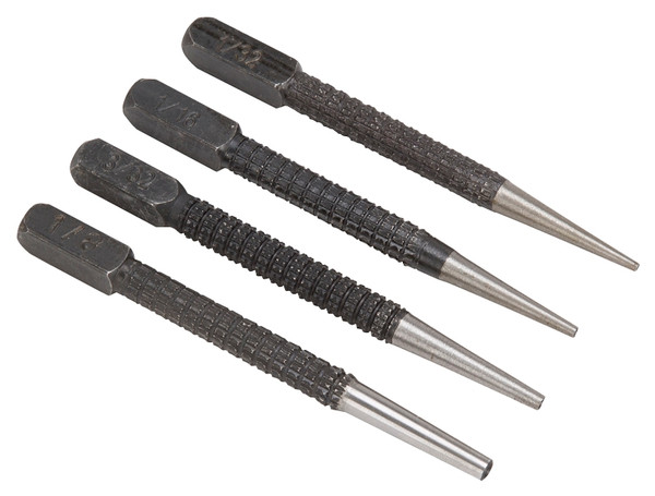 Vulcan JLO-048 Nail Punch Set 4Pc, 4-Piece, Alloy Steel, Blackened, Black [SKU: ORG5801808]