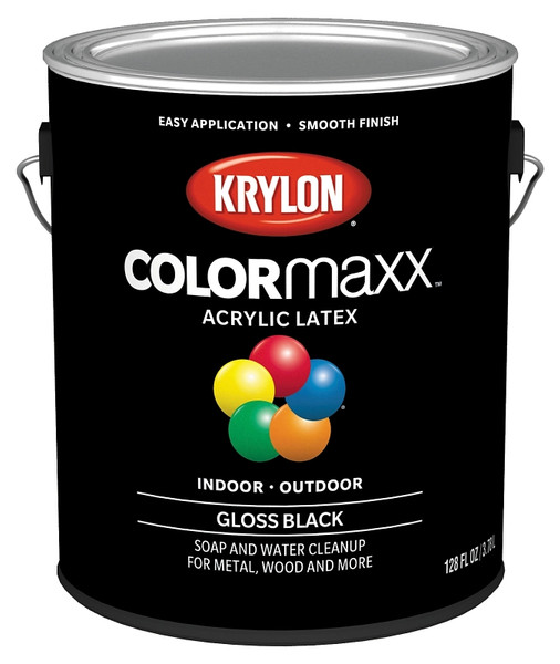 Krylon K05648007 Exterior Paint, Gloss, Black, 1 gal [SKU: ORG7373756]