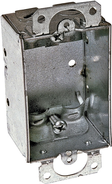 RACO 410 Switch Box, 1 -Gang, 1 -Outlet, 4 -Knockout, Steel, Gray, Galvanized [SKU: ORG6983829]