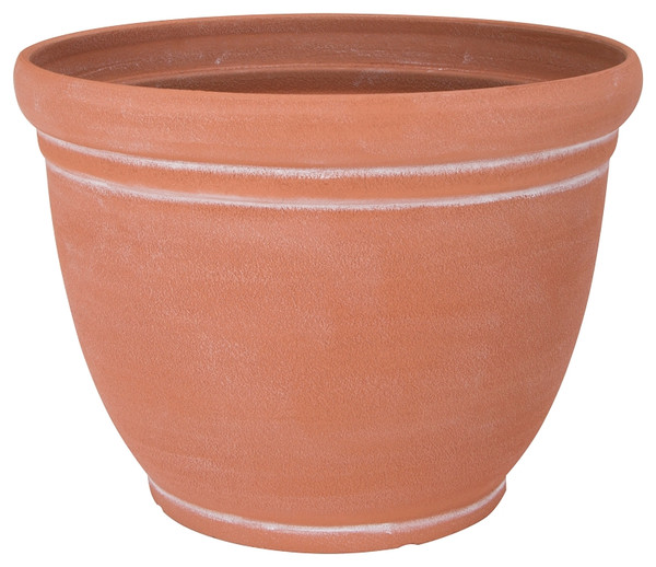 Landscapers Select PT-S059 Planter, 15 in Dia, Round, Resin, Terra Cotta, Terra Cotta [SKU: ORG9176546]