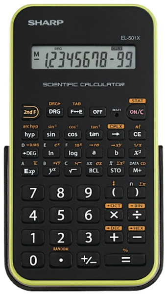 Sharp EL501XBGR Scientific Calculator, Battery, 10 Display, LCD Display, Black/Green [SKU: ORG5719091]