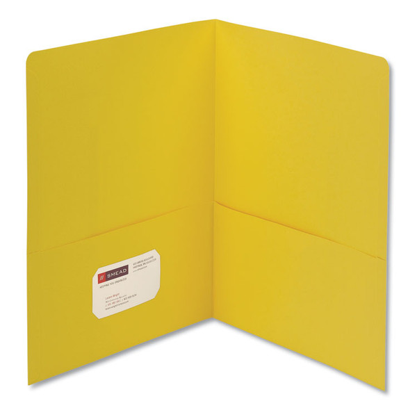 Two-Pocket Folder, Textured Paper, 100-Sheet Capacity, 11 x 8.5, Yellow, 25/Box [SKU: SMD87862]