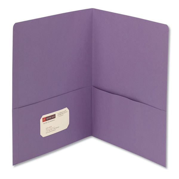 Two-Pocket Folder, Textured Paper, 100-Sheet Capacity, 11 x 8.5, Lavender, 25/Box [SKU: SMD87865]