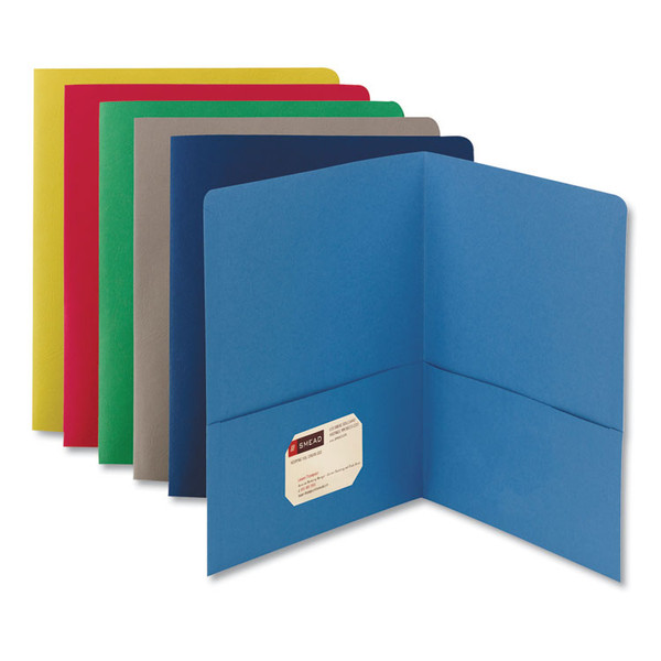 Two-Pocket Folder, Textured Paper, 100-Sheet Capacity, 11 x 8.5, Assorted, 25/Box [SKU: SMD87850]