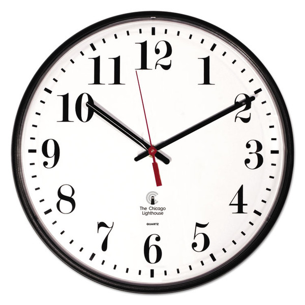 Quartz Slimline Clock, 12.75" Overall Diameter, Black Case, 1 AA (sold separately) [SKU: ILC67300002]