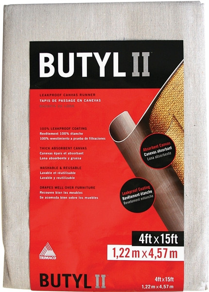 Trimaco BUTYL II 85328 Drop Cloth, 15 ft L, 4 ft W, Canvas, Beige/Cream [SKU: ORG8558652]
