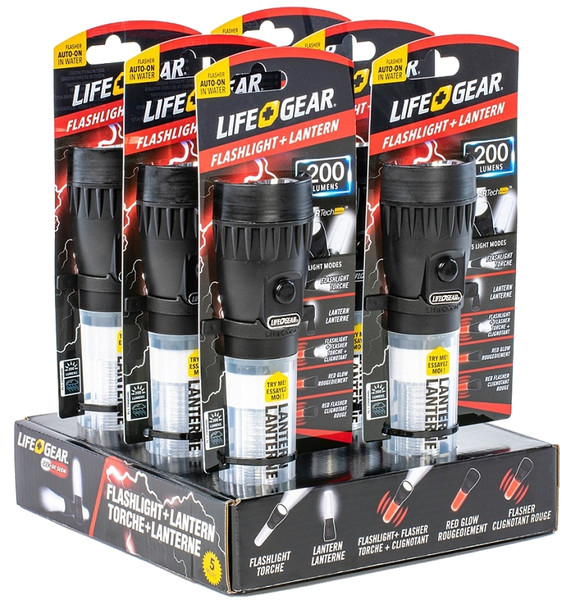 LIFE+GEAR Stormproof Series 41-3744 Floating Flashlight and Lantern, AA Battery, LED Lamp, 20 hr Run Time, Clear [SKU: ORG8629073]