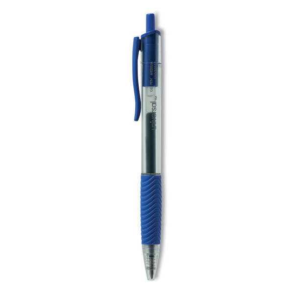 Comfort Grip Gel Pen, Retractable, Medium 0.7 mm, Blue Ink, Translucent Blue Barrel, Dozen [SKU: UNV39913]