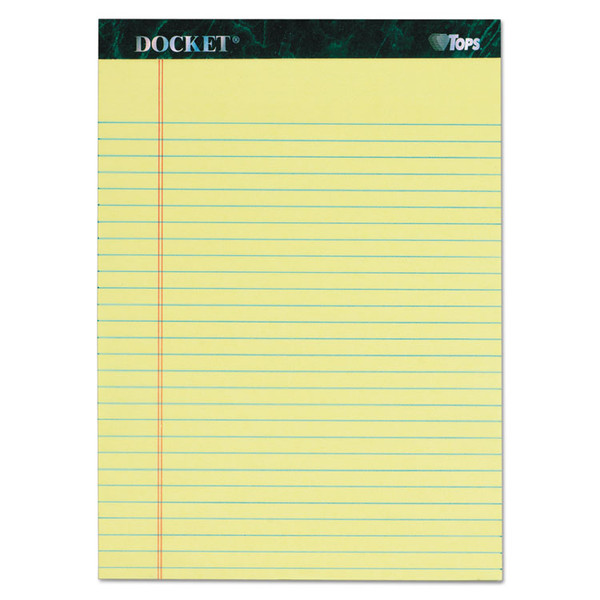 Docket Ruled Perforated Pads, Wide/Legal Rule, 50 Canary-Yellow 8.5 x 11.75 Sheets, 6/Pack [SKU: TOP63406]