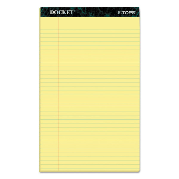 Docket Ruled Perforated Pads, Wide/Legal Rule, 50 Canary-Yellow 8.5 x 14 Sheets, 12/Pack [SKU: TOP63580]