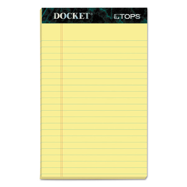 Docket Ruled Perforated Pads, Narrow Rule, 50 Canary-Yellow 5 x 8 Sheets, 12/Pack [SKU: TOP63350]