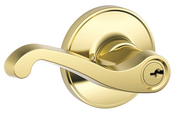 Schlage J54V LAS 605 Door Lever, 3 Grade, Zinc, Bright Brass, 2-3/8, 2-3/4 in Backset, 1-3/8 to 1-3/4 in Thick Door [SKU: ORG2504710]