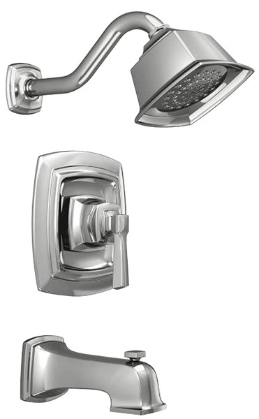 Moen Boardwalk Series 82830EP Tub and Shower Faucet, 2 gpm Showerhead, Diverter Tub Spout, 1-Handle, Chrome Plated [SKU: ORG6973317]