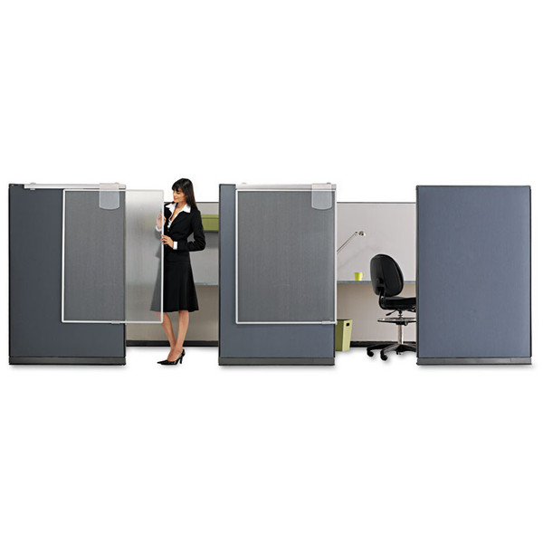 Workstation Privacy Screen, 36w x 48d, Translucent Clear/Silver [SKU: QRTWPS1000]