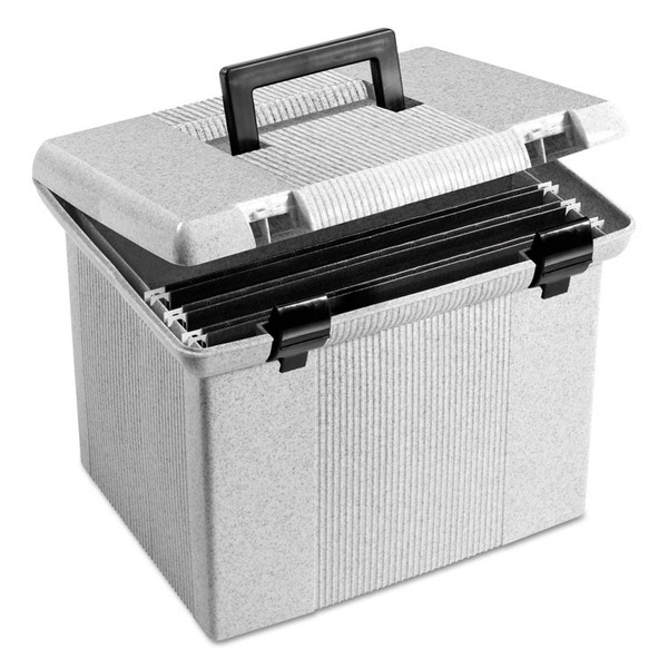 Portable File Boxes, Letter Files, 13.88" x 14" x 11.13", Granite [SKU: PFX41747]