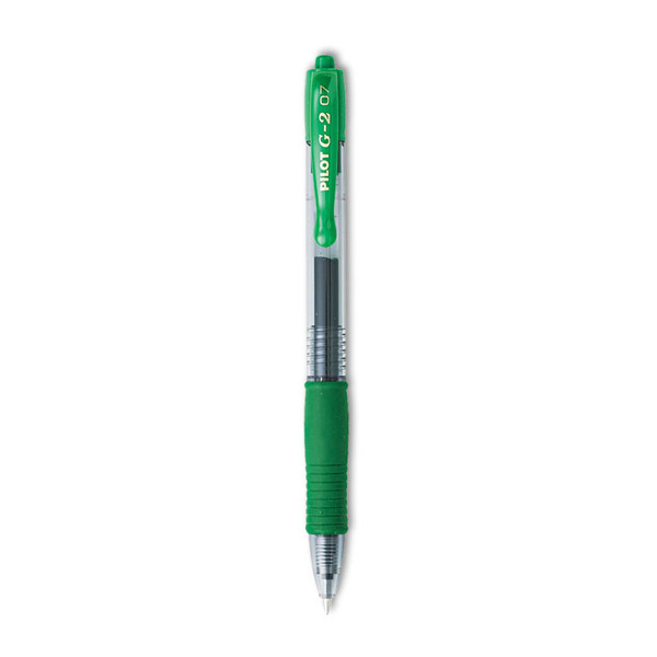 G2 Premium Gel Pen, Retractable, Fine 0.7 mm, Green Ink, Smoke Barrel, Dozen [SKU: PIL31025]