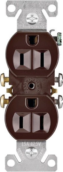 Eaton Wiring Devices 270B Duplex Receptacle, 2 -Pole, 15 A, 125 V, Push-in, Side Wiring, NEMA: 5-15R, Brown [SKU: ORG8627432]