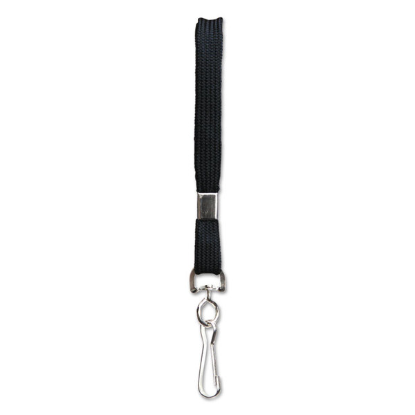 Flat Lanyard, Metal Hook Fastener, 36", Nylon, Black, 100/Pack [SKU: BAU65619]