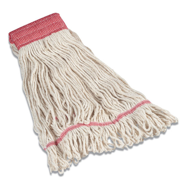 Looped-End Wet Mop Head, Cotton, Large, 5" Headband, White [SKU: CWZ24420795]