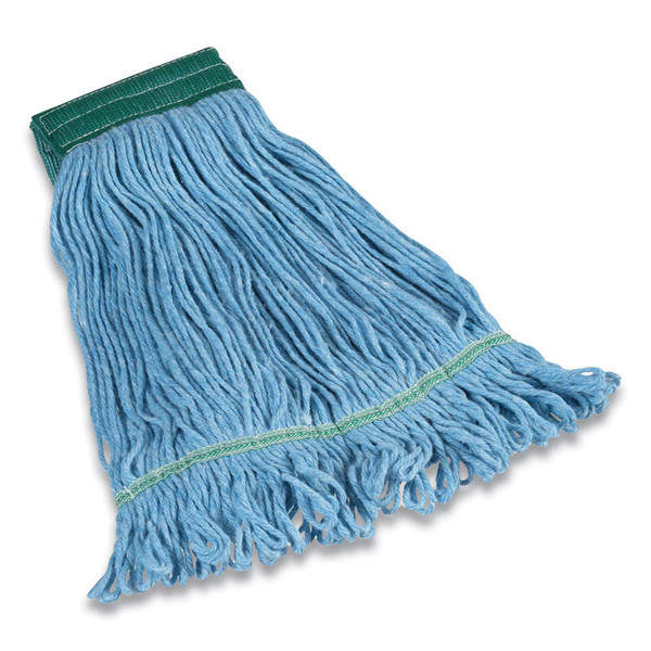 Looped-End Wet Mop Head, Cotton/Rayon/Polyester Blend, Medium, 5" Headband, Blue [SKU: CWZ24420783]