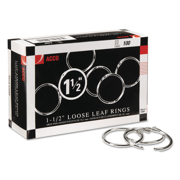 Metal Book Rings, 1.5" Diameter, 100/Box [SKU: ACC72204]