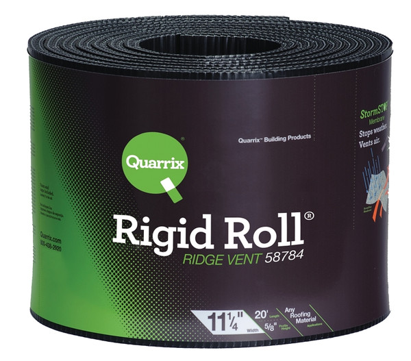 Quarrix 58784 Ridge Vent, 20 ft L, 11-1/4 in W, HDPE, Black [SKU: ORG8372617]