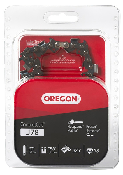 Oregon ControlCut J78 Chainsaw Chain, 21BPX Chain, 20 in L Bar, 0.058 in Gauge, 0.325 in TPI/Pitch, 78-Link [SKU: ORG7242803]