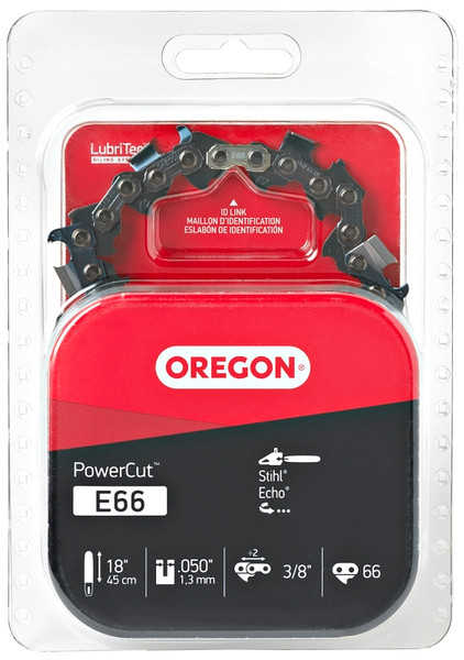 Oregon PowerCut E66 Chainsaw Chain, 18 in L Bar, 0.05 Gauge, 3/8 in TPI/Pitch, 66-Link [SKU: ORG7242571]