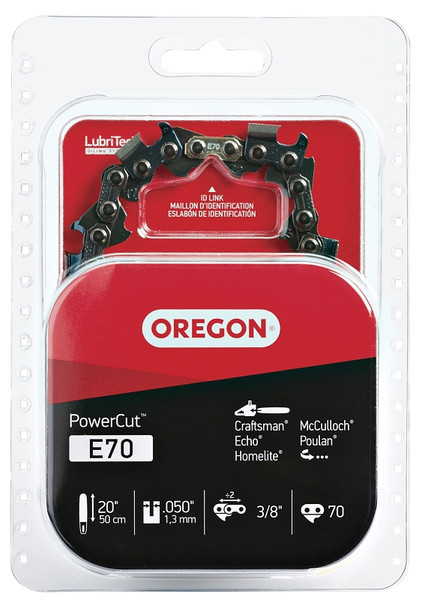 Oregon PowerCut E70 Chainsaw Chain, 20 in L Bar, 0.05 Gauge, 3/8 in TPI/Pitch, 70-Link [SKU: ORG7242597]