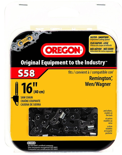 Oregon S58 Chainsaw Chain, 16 in L Bar, 0.05 Gauge, 3/8 in TPI/Pitch, 58-Link [SKU: ORG6859573]