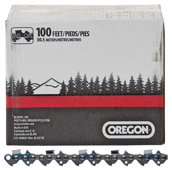 Oregon D100U Chainsaw Chain, 100 ft L Bar, 0.05 Gauge, 3/8 in TPI/Pitch [SKU: ORG6591259]