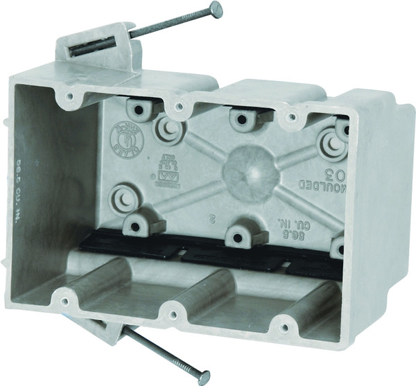 fiberglassBOX 3300-NK Electrical Box, 3 -Gang, 6 -Outlet, 12 -Knockout, Fiberglass Reinforced Polyester BMC [SKU: ORG6097018]