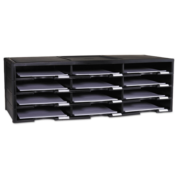 Storex Literature Organizer, 12 Compartments, 10.63 x 13.3 x 31.4, Black [SKU: STX61602U01C]