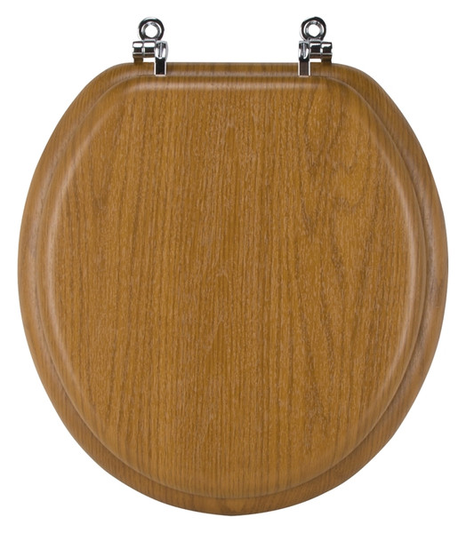 ProSource T-17WO-3L-C Toilet Seat, Round, MDF with Plastic Wood Veneer, Wood Color, Bar Hinge [SKU: ORG6136881]