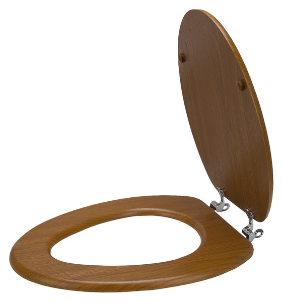 ProSource T-19WO-3L-C Toilet Seat, Elongated, MDF with Plastic Wood Veneer, Wood Color, Bar Hinge [SKU: ORG6162788]