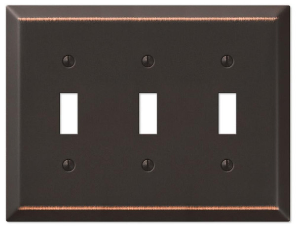Amerelle Century 163TTTDB Wallplate, 4-15/16 in L, 6-1/2 in W, 3 -Gang, Steel, Aged Bronze [SKU: ORG4239935]