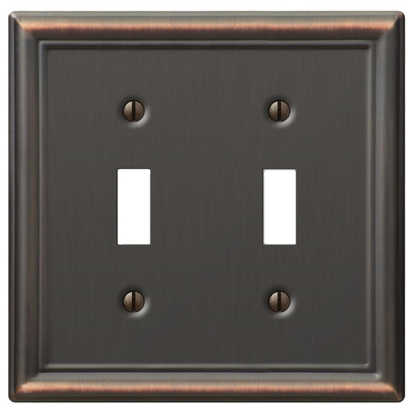 Amerelle Chelsea 149TTDB Wallplate, 4-7/8 in L, 4-15/16 in W, 2 -Gang, Steel, Aged Bronze [SKU: ORG7231681]