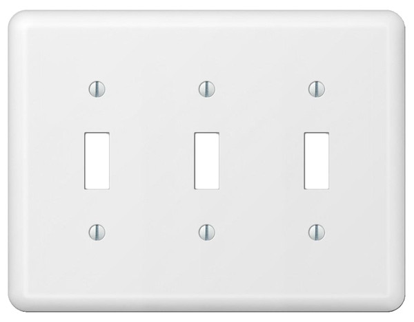 Amerelle Devon 935TTTW Wallplate, 5 in L, 6-9/16 in W, 3 -Gang, Steel, White [SKU: ORG7231756]