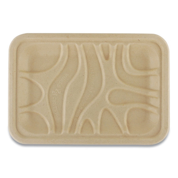Fiber Trays, PLA Lined, PFAS Free, 1-Compartment, 8.2 x 5.7 x 0.7, Natural, Paper, 500/Carton [SKU: WORTRSC2SLLF]