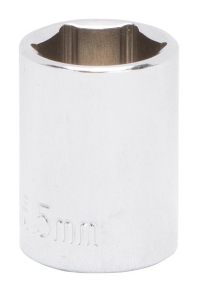 Vulcan MT6499420 Drive Socket, 15 mm Socket, 3/8 in Drive, 6-Point, Chrome Vanadium Steel, Chrome [SKU: ORG1570258]
