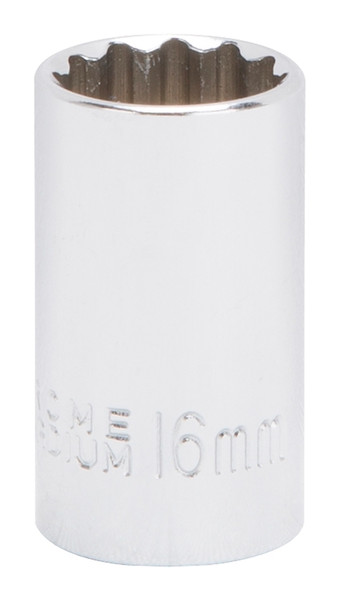 Vulcan MT6182141 Drive Socket, 16 mm Socket, 1/2 in Drive, 12-Point, Chrome Vanadium Steel, Chrome [SKU: ORG8444184]